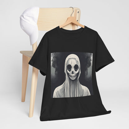 Unisex Heavy Cotton Tee - Creepy Skull Graphic Shirt for Halloween Lovers