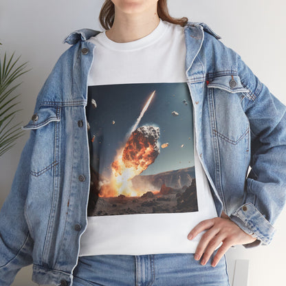 Asteroid Impact Unisex Heavy Cotton Tee - Space Explosion Graphic T-Shirt