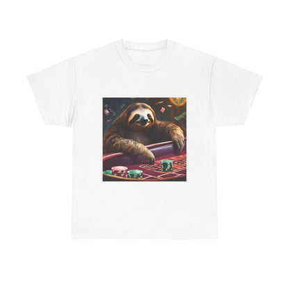 Sloth Poker Unisex Heavy Cotton Tee - Relaxed Casino Vibe