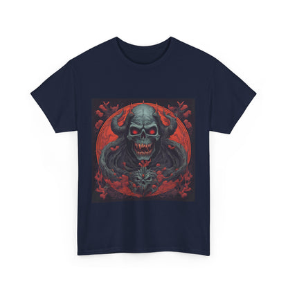 Gothic Skull Unisex Heavy Cotton Tee - Spooky Vintage Design for Halloween Enthusiasts