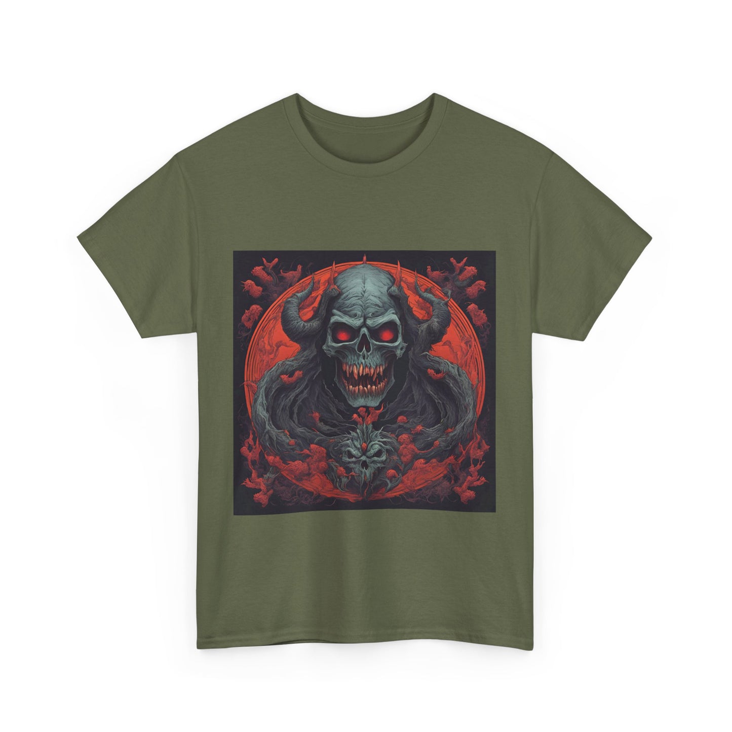 Gothic Skull Unisex Heavy Cotton Tee - Spooky Vintage Design for Halloween Enthusiasts