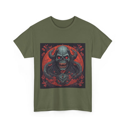 Gothic Skull Unisex Heavy Cotton Tee - Spooky Vintage Design for Halloween Enthusiasts