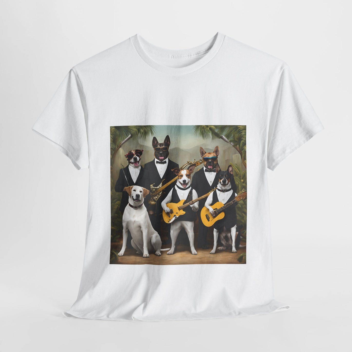 "Swingin' Tails" Unisex Heavy Cotton Tee - Fun Dog Band Graphic Tee