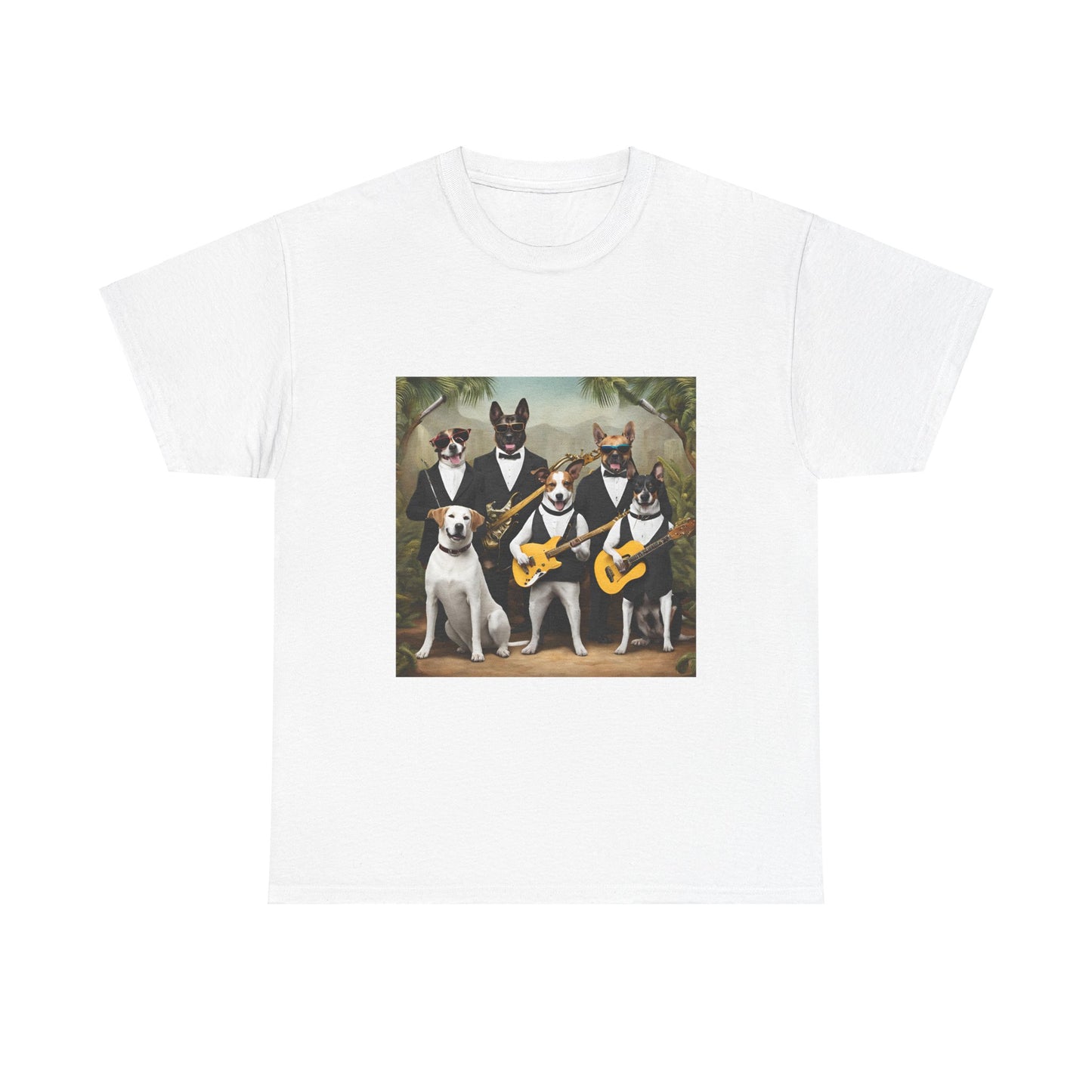 "Swingin' Tails" Unisex Heavy Cotton Tee - Fun Dog Band Graphic Tee