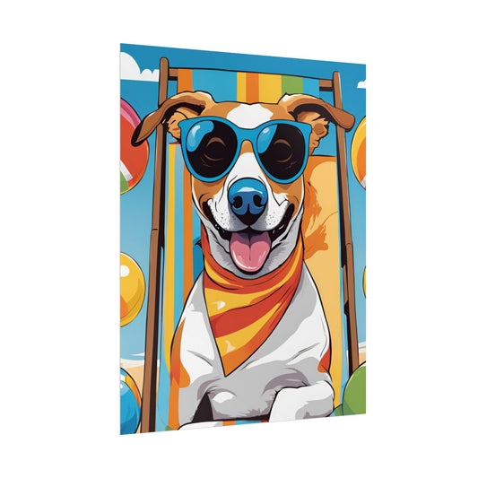 Cheerful Dog Summer Rolled Poster - Fun and Colorful Wall Art for Dog Lovers