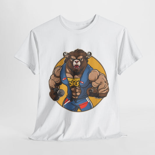 Fitness Inspired Unisex Heavy Cotton Tee - Bold Bull Design