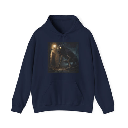 Unisex Heavy Blend™ Hooded Sweatshirt - Dark Creature Design for Halloween & Cozy Nights