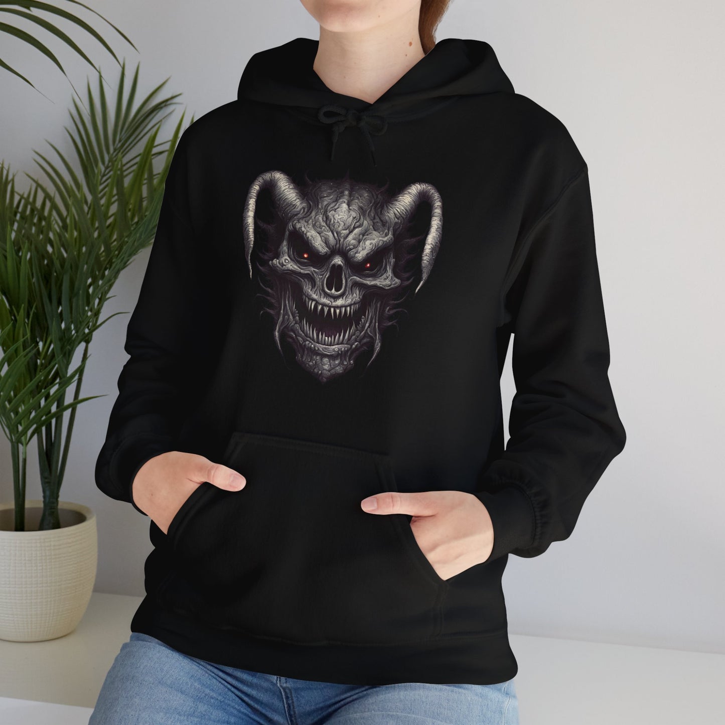 Menacing Skull Graphic Hoodie - Unisex Heavy Blend™ Sweatshirt