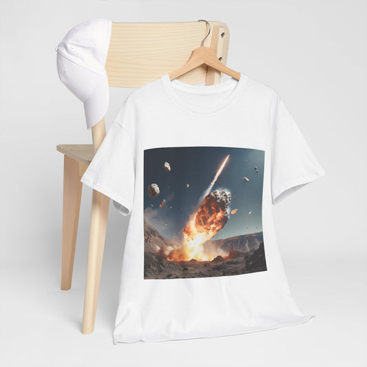 Asteroid Impact Unisex Heavy Cotton Tee - Space Explosion Graphic T-Shirt