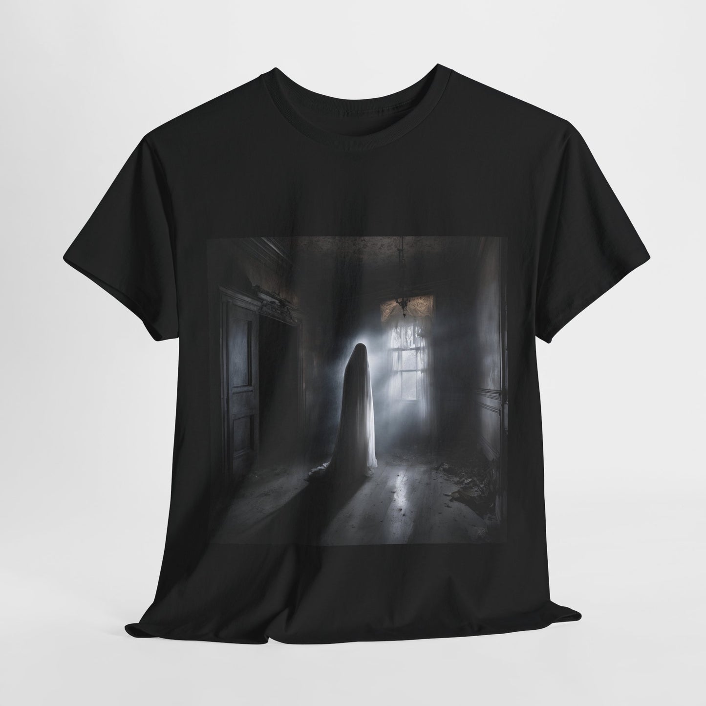 Unisex Heavy Cotton Tee - Eerie Ghostly Figure Art