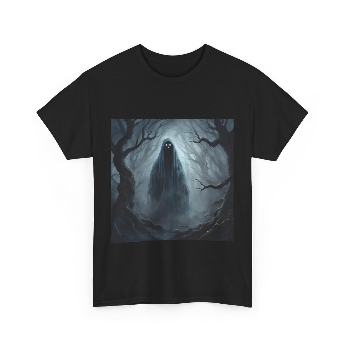 Unisex Heavy Cotton Tee - Spooky Ghost Vibes Graphic T-Shirt