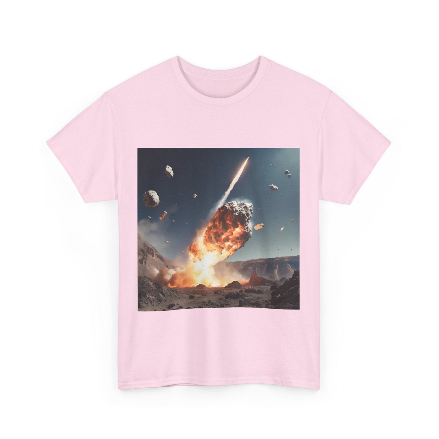 Asteroid Impact Unisex Heavy Cotton Tee - Space Explosion Graphic T-Shirt