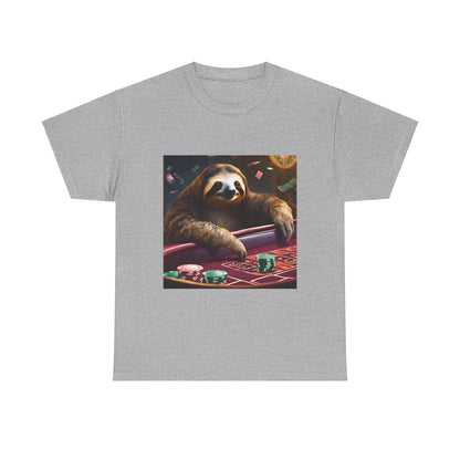 Sloth Poker Unisex Heavy Cotton Tee - Relaxed Casino Vibe