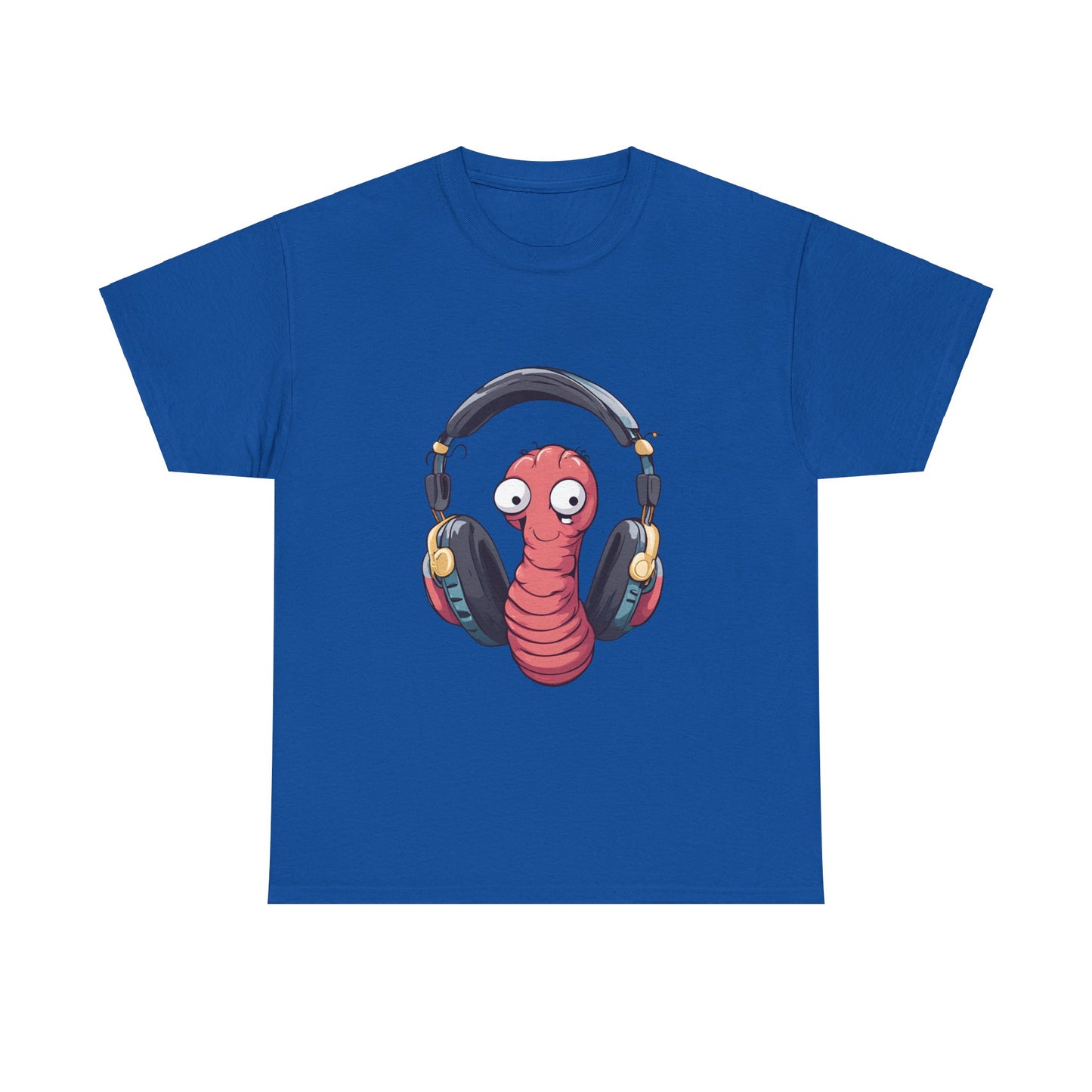 Funny Worm with Headphones Unisex Heavy Cotton Tee