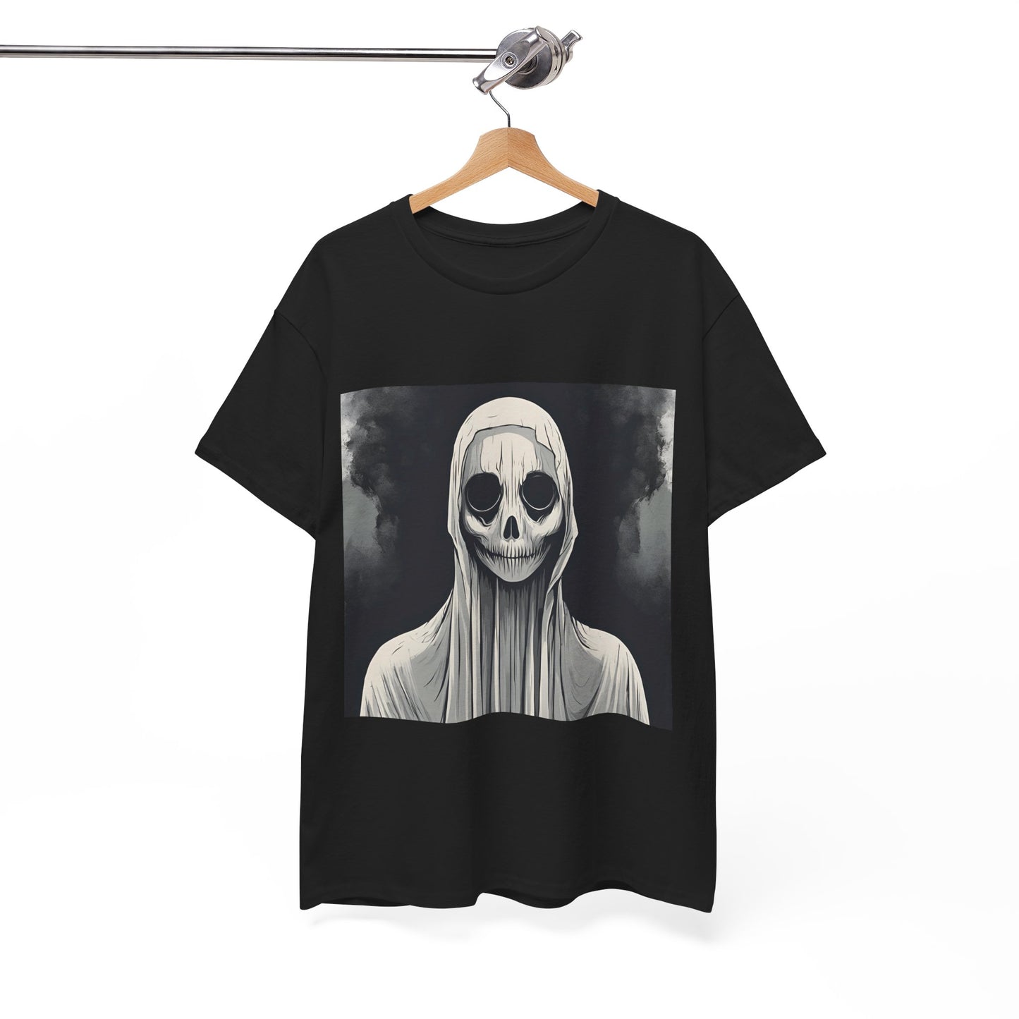 Unisex Heavy Cotton Tee - Creepy Skull Graphic Shirt for Halloween Lovers