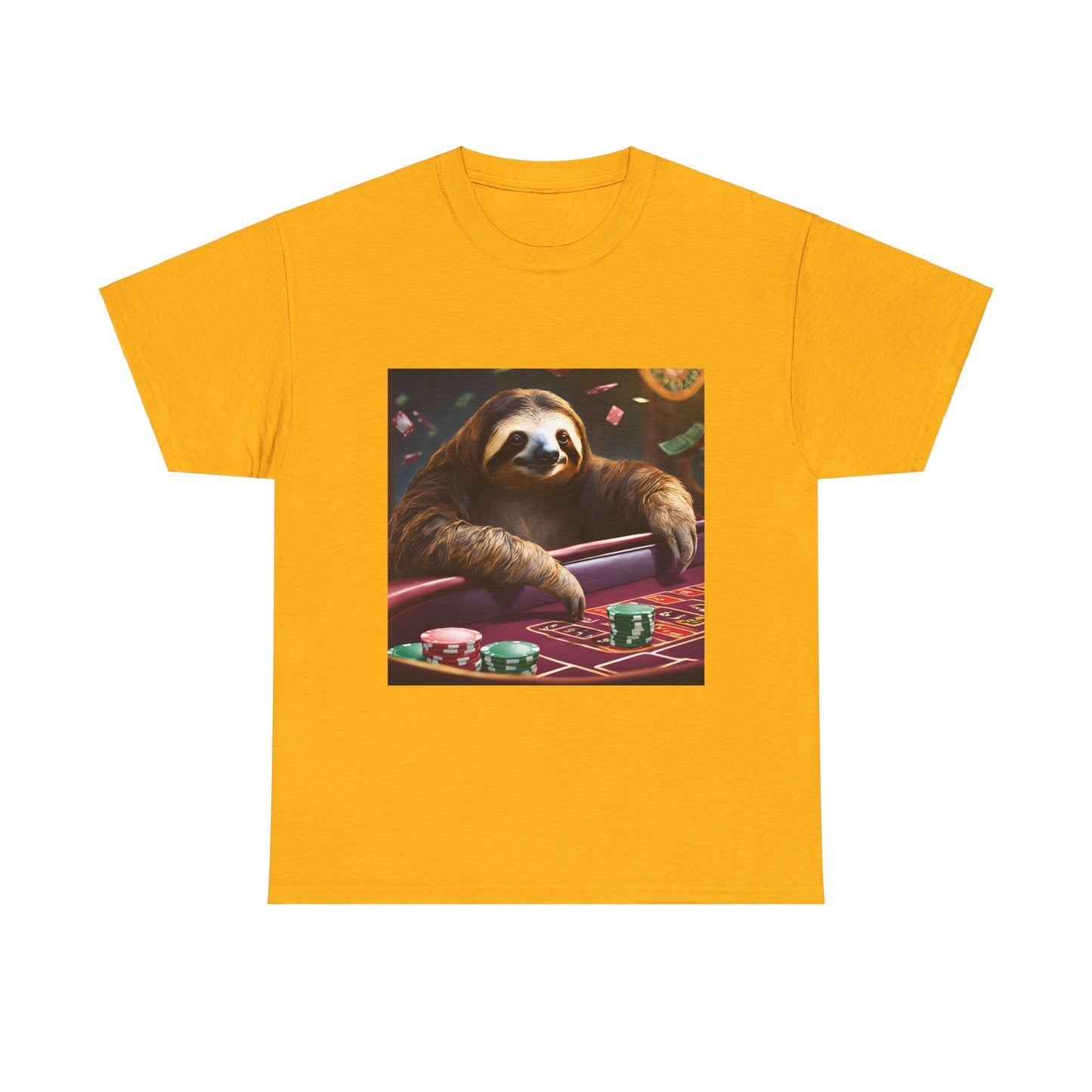 Sloth Poker Unisex Heavy Cotton Tee - Relaxed Casino Vibe