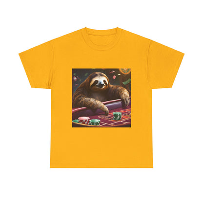 Sloth Poker Unisex Heavy Cotton Tee - Relaxed Casino Vibe