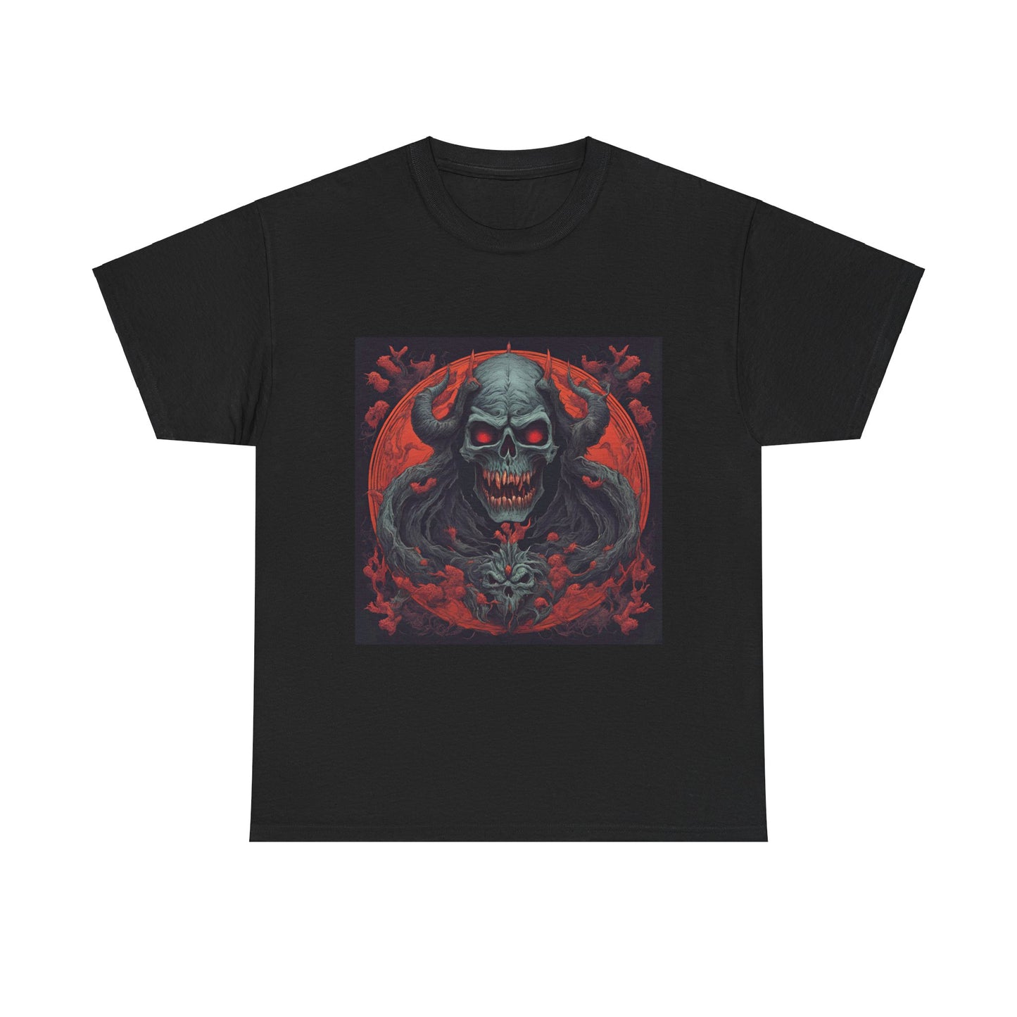 Gothic Skull Unisex Heavy Cotton Tee - Spooky Vintage Design for Halloween Enthusiasts