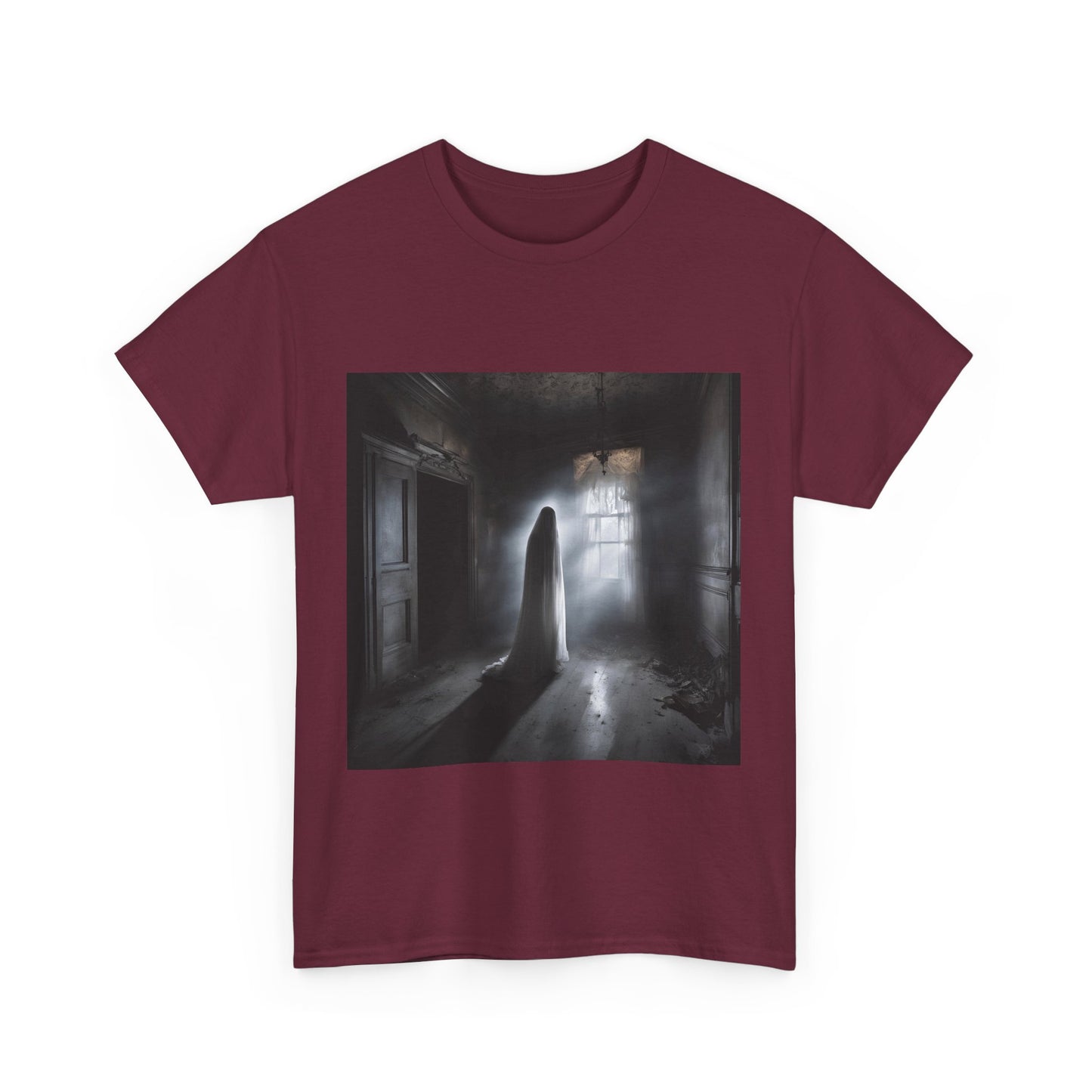 Unisex Heavy Cotton Tee - Eerie Ghostly Figure Art