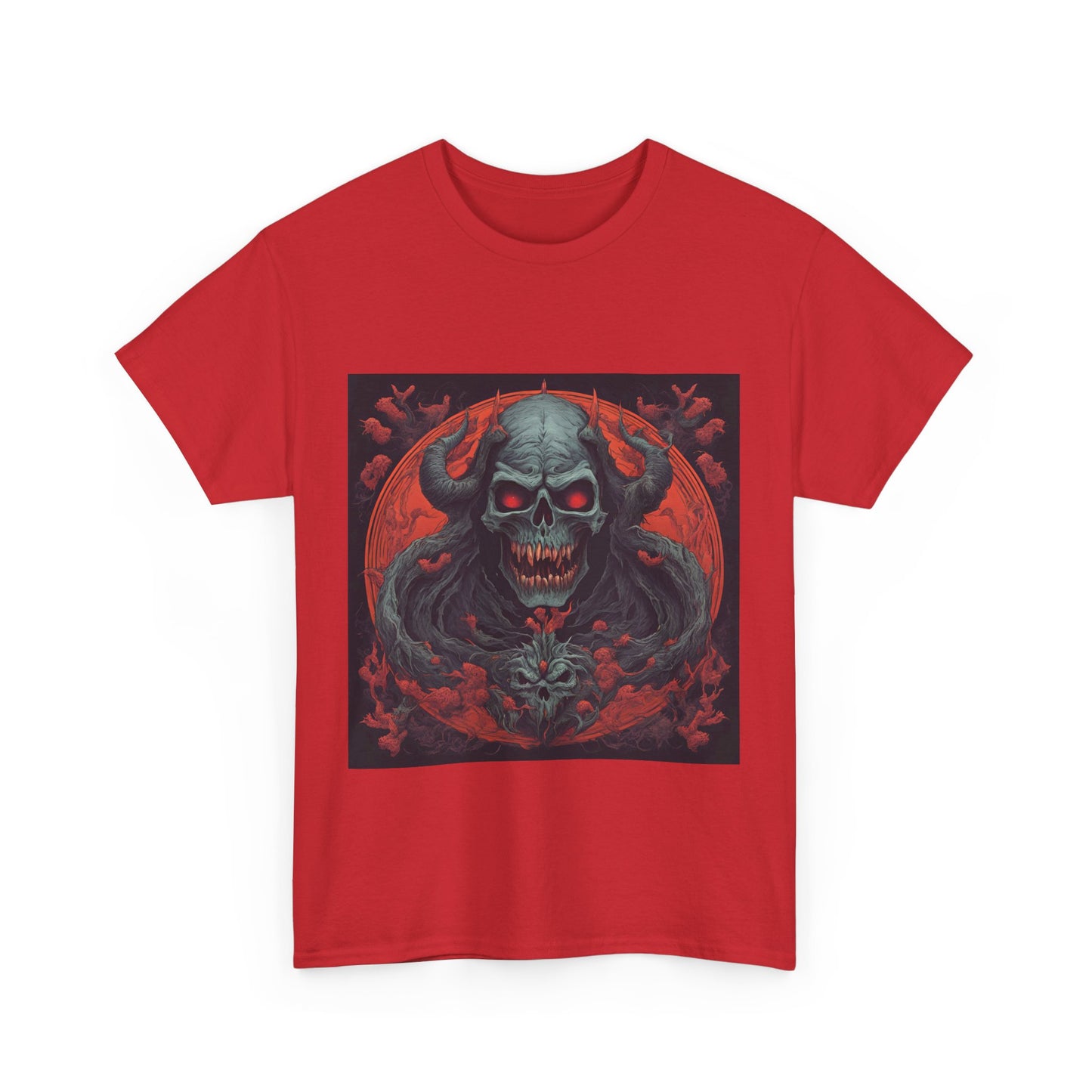 Gothic Skull Unisex Heavy Cotton Tee - Spooky Vintage Design for Halloween Enthusiasts