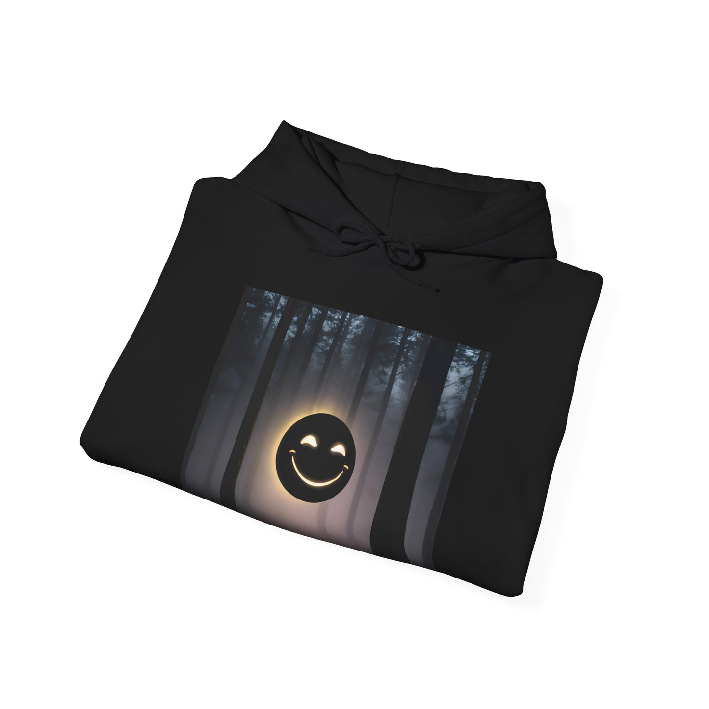 Smiley Moon Unisex Hoodie - Cozy Forest Vibes