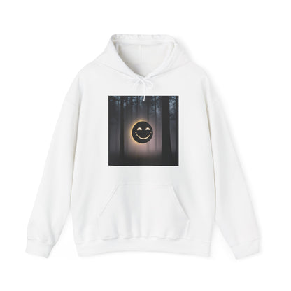 Smiley Moon Unisex Hoodie - Cozy Forest Vibes